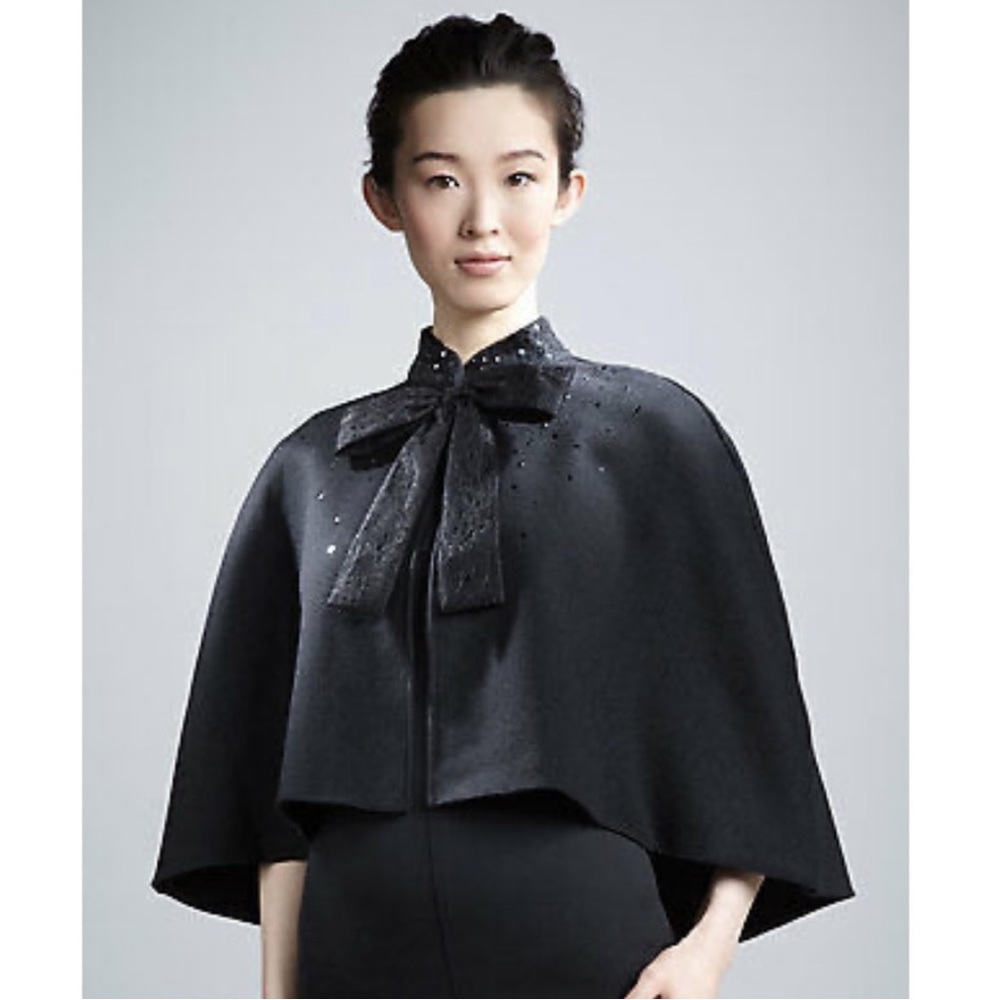 Prabal Gurung for Target Black evening wool Cape with bow